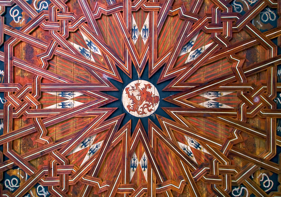 Artesonado - a wooden ceiling built without nails or glue.
