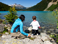 Learning to throw rocks.