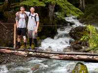 At the second log bridge.