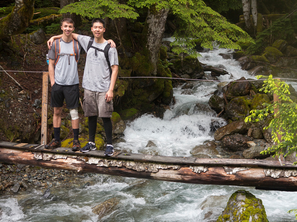 At the second log bridge.